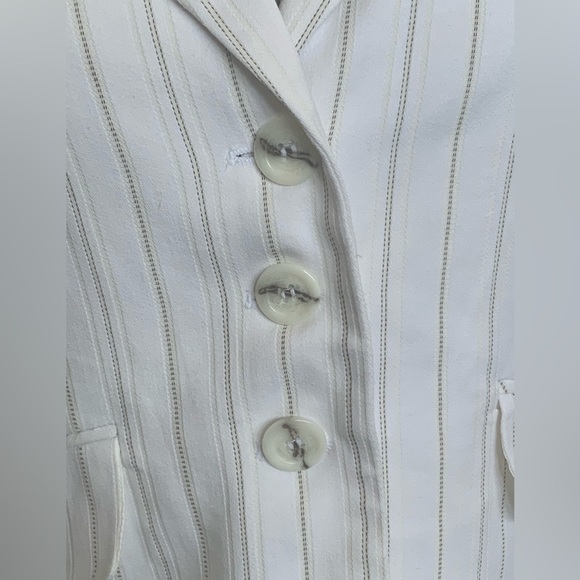 White Jacket Taupe Pinstripe Lightweight Blazer Lined Casual Business Size 11 12 - Picture 6 of 14